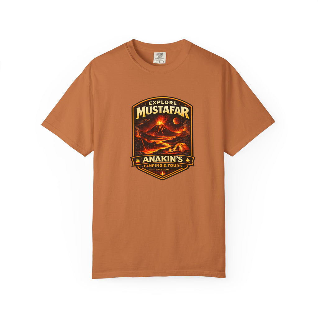 Mustafar Adventure T-Shirt — "Explore Mustafar: Anakin’s Camping & Tours" Graphic Tee - Mutantur Labs LLC