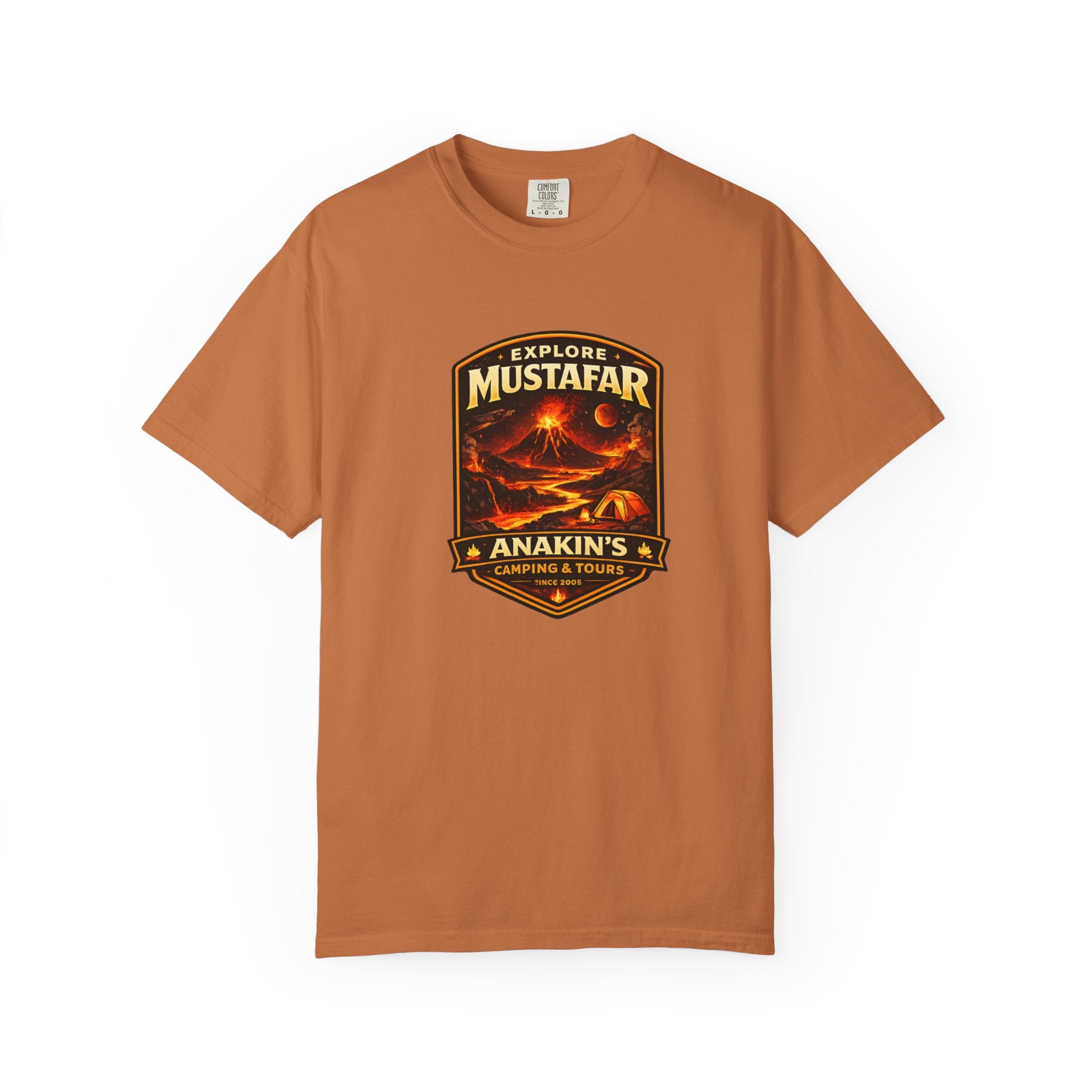 Mustafar Adventure T-Shirt — "Explore Mustafar: Anakin’s Camping & Tours" Graphic Tee - Mutantur Labs LLC
