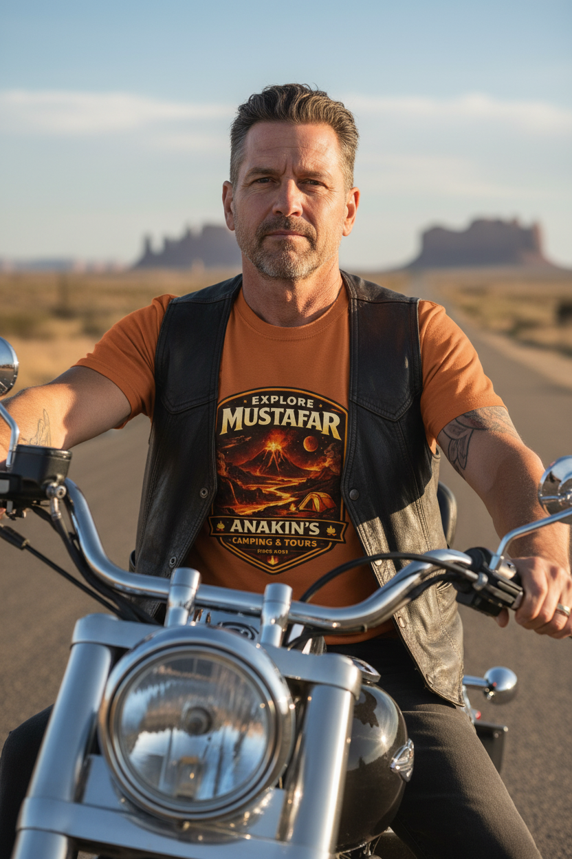 Mustafar Adventure T-Shirt — "Explore Mustafar: Anakin’s Camping & Tours" Graphic Tee - Mutantur Labs LLC