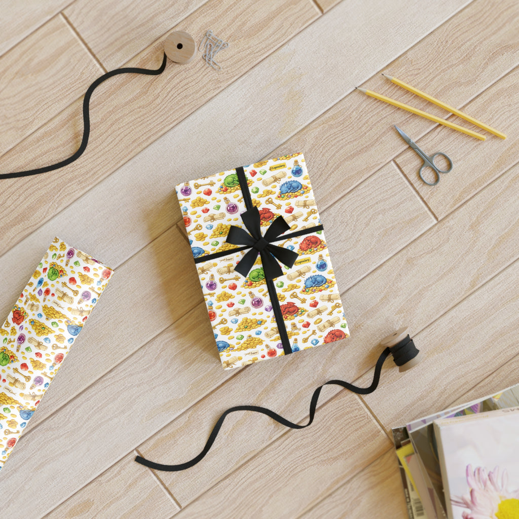 Colorful Cute Sleeping Dragons Gift Wrap Roll – Kids Birthday and Baby Shower Wrapping Paper