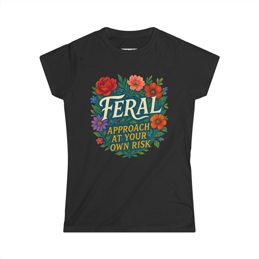 Feral Approach At Your Own Risk tee | Floral badge design - Mutantur Labs LLC