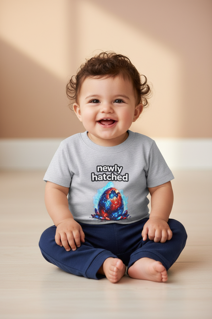 Newly Hatched Baby T-Shirt — Cute Dinosaur Egg Infant Tee