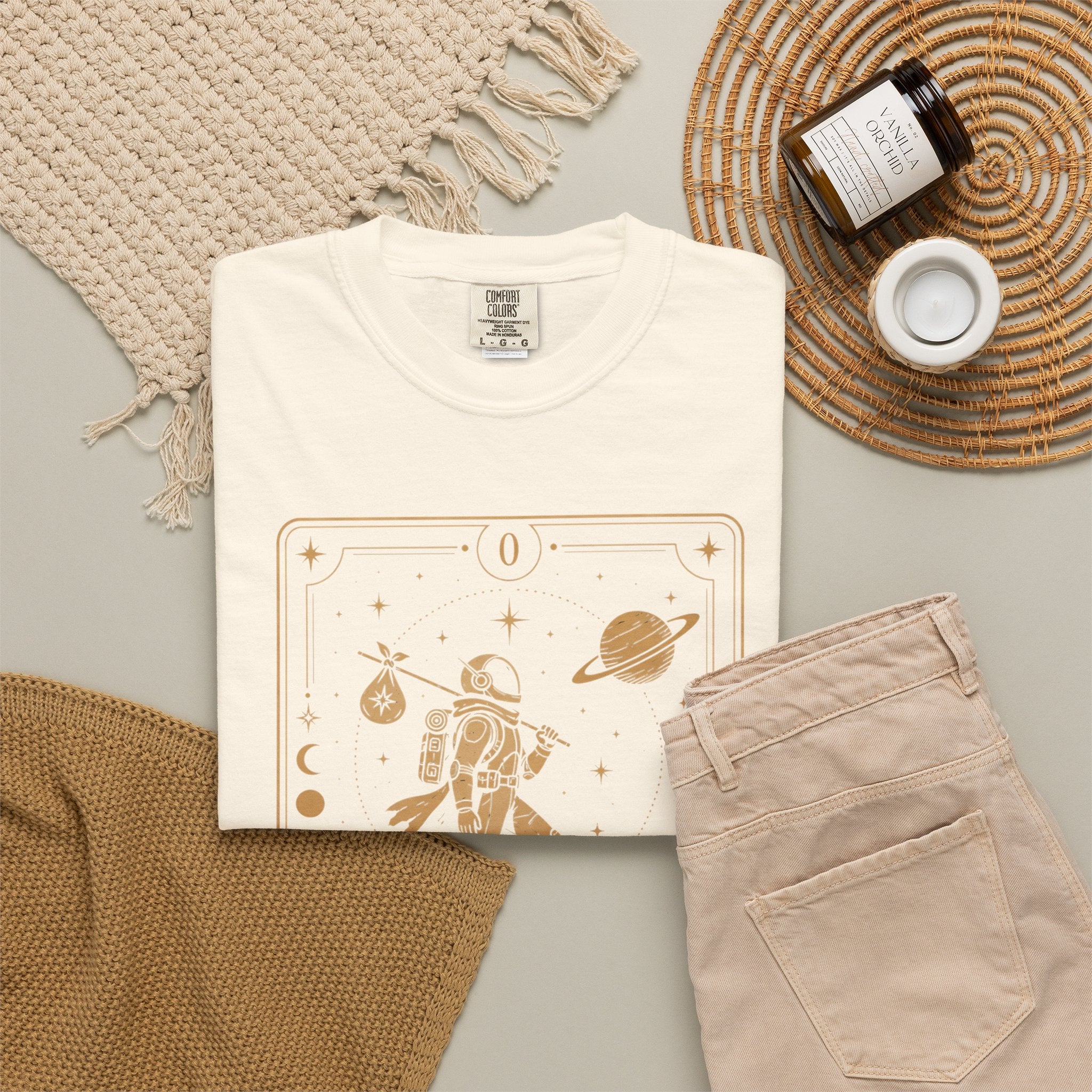 The Fool Tarot Card T-Shirt — Celestial Astronaut Comfort Colors Tee