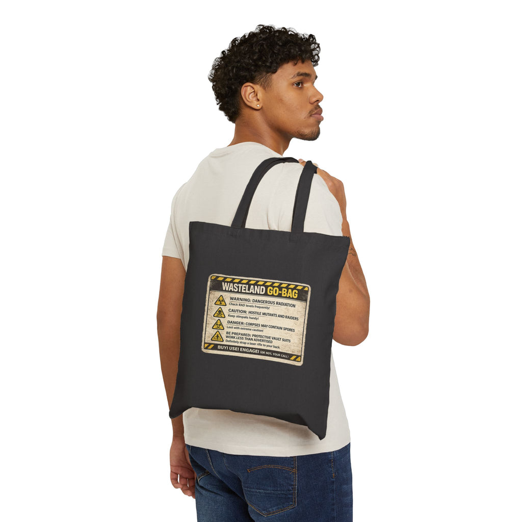 Wasteland Go-Bag Canvas Tote — Post-Apocalyptic Survival Warning Print - Mutantur Labs LLC