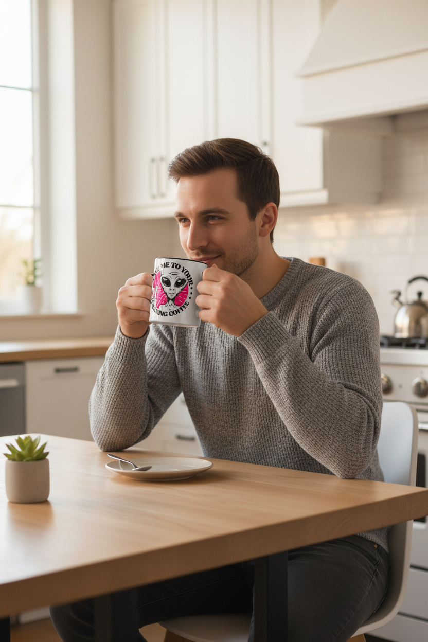 Take Me to Your Freaking Coffee Mug — Funny Alien-Themed Ceramic Coffee Cup