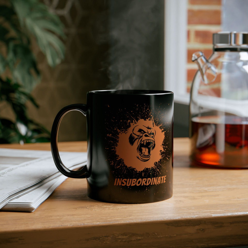 Insubordinate Black Mug — Funny Sarcastic 15oz Ceramic Coffee Cup - Mutantur Labs LLC