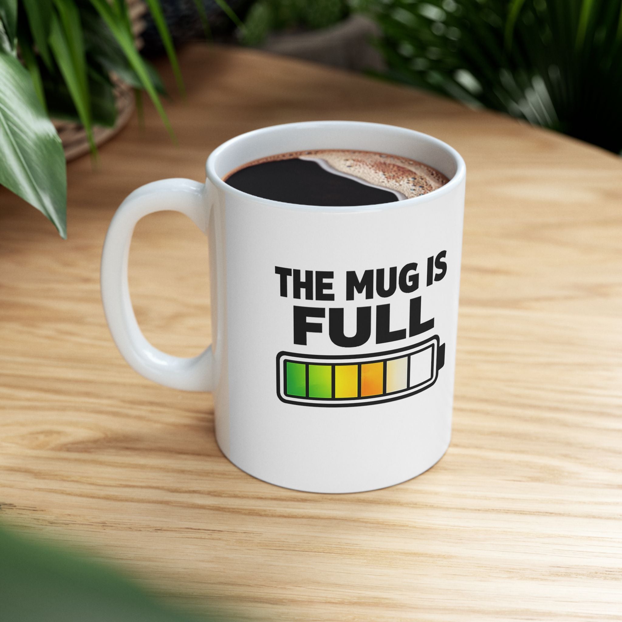 Social Battery Is Now funny ceramic coffee mug, size reference