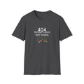 A grey crewneck t-shirt with a graphic on the chest that reads '404 HOLIDAY GIRL NOT FOUND' in white text above three small hanging ornaments in red, green, and black, displayed on a solid white background.