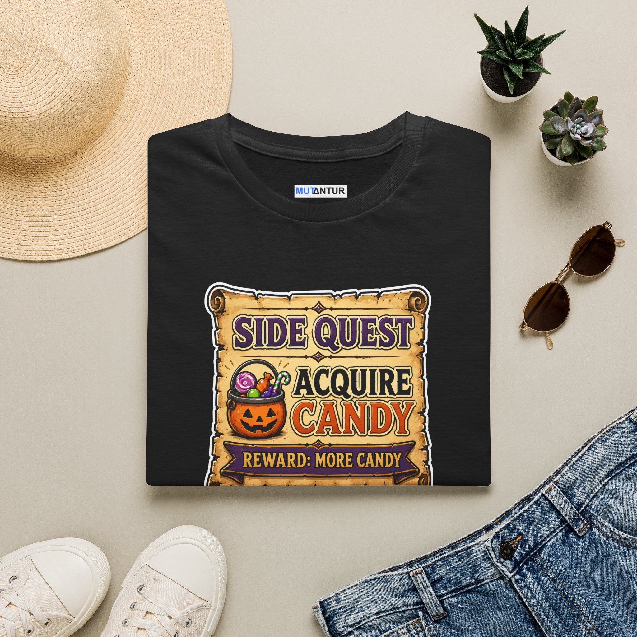 Halloween 'Side Quest: Acquire Candy' T-Shirt — Funny Gamer Pumpkin Candy Tee