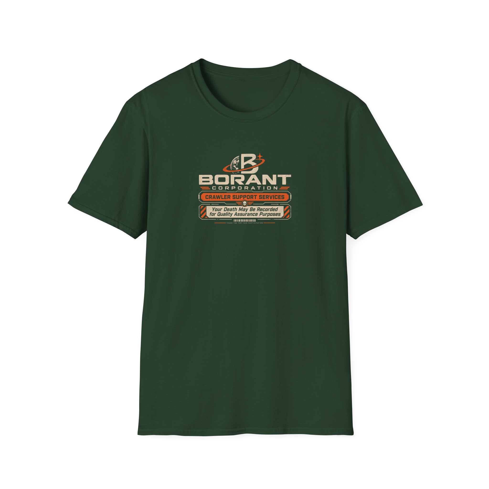 Borant Corporation Crawler Support Services T-Shirt — 'Your Death May Be Recorded' Retro Sci‑Fi Tee