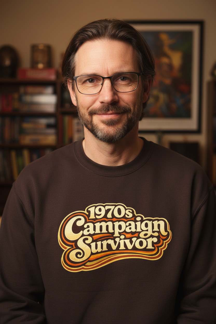 1970's Campaign Survivor Sweatshirt — Funny Tabletop RPG Crewneck for Gamers - Mutantur Labs LLC