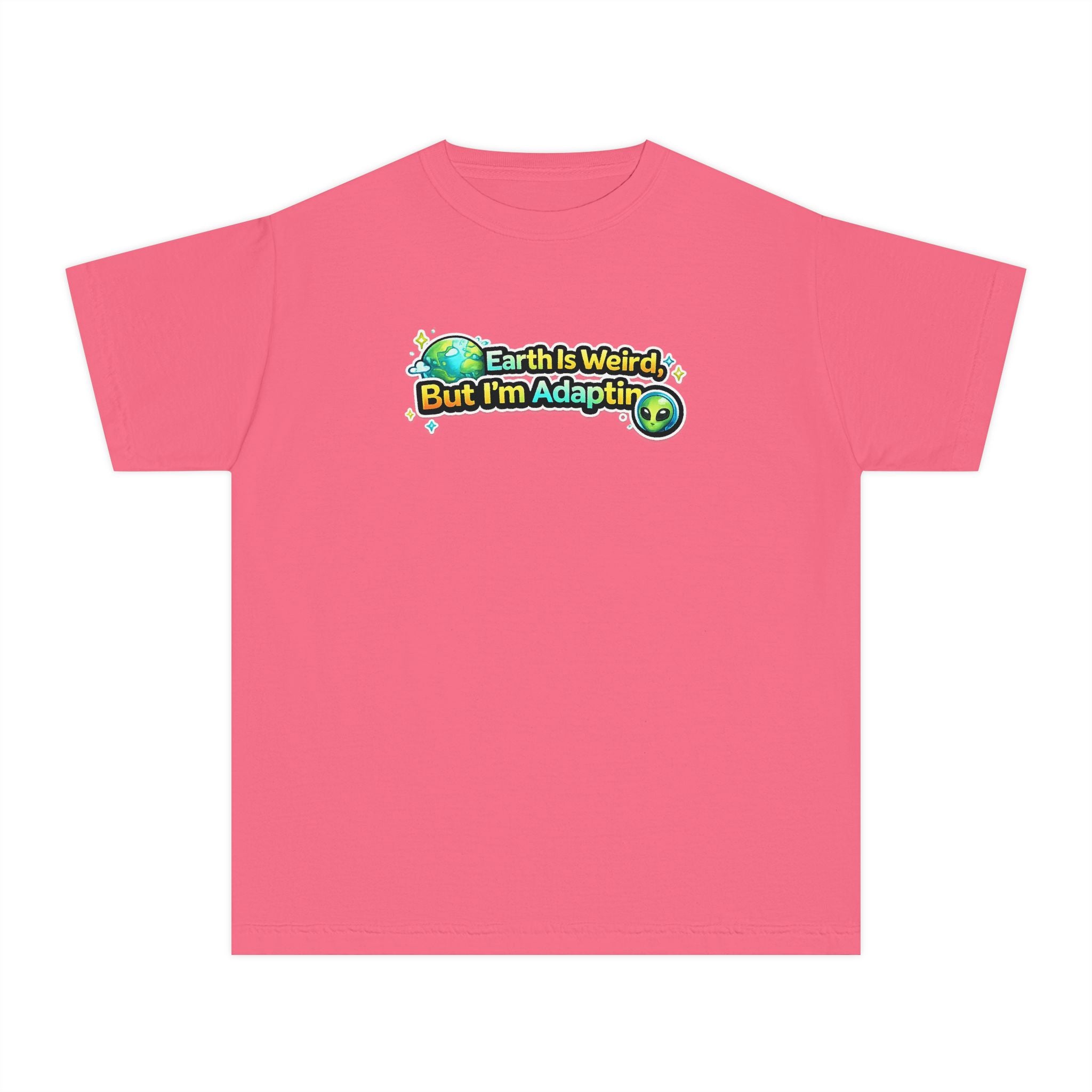 Earth Is Weird But I’m Adapting Youth T-Shirt — Funny Alien Kids Graphic Tee