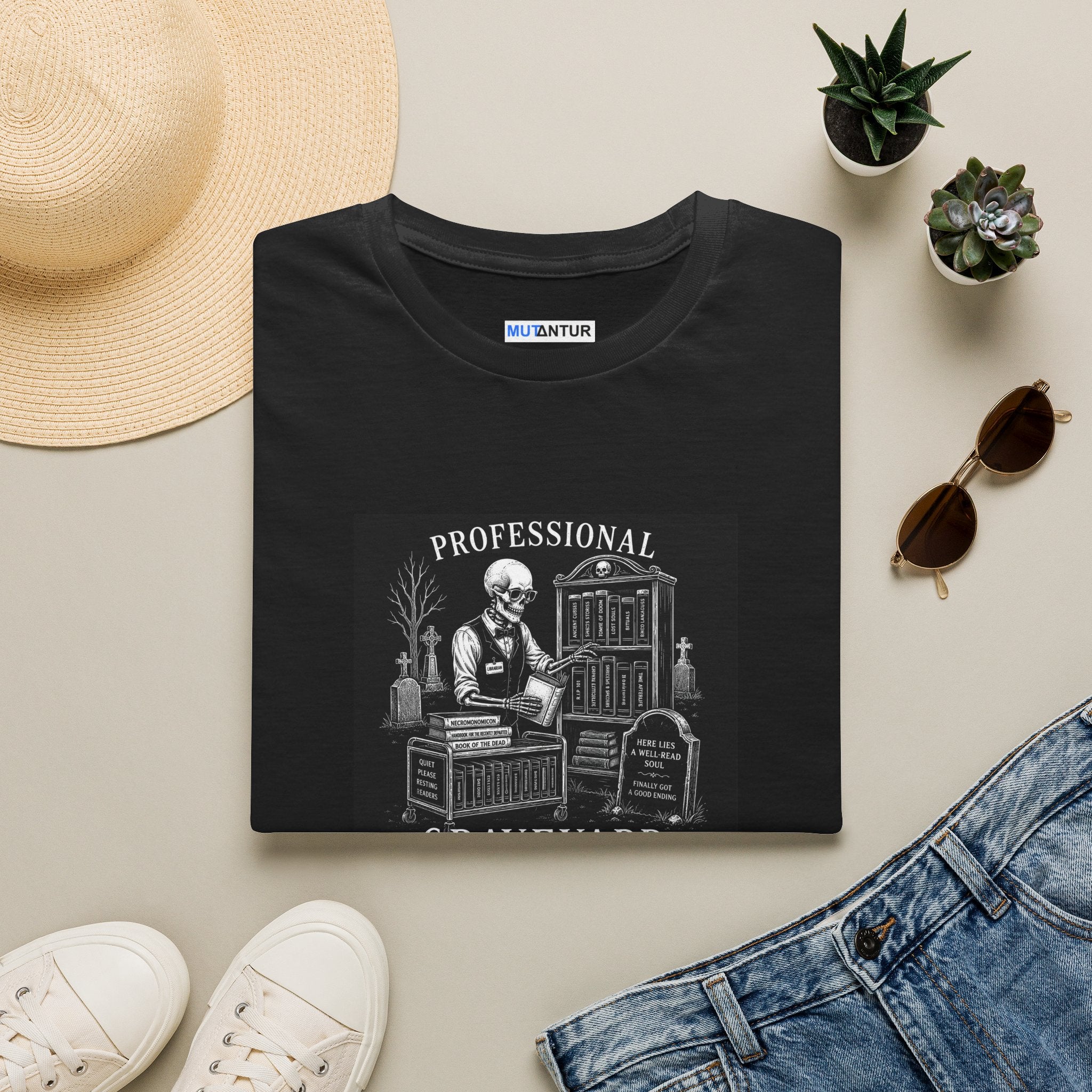 Professional Graveyard Librarian T-Shirt — Funny Gothic Halloween Graphic Tee