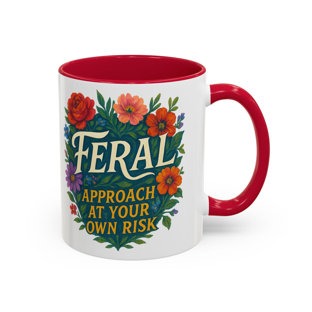 Feral Approach at Your Own Risk Mug — Floral Illustration Ceramic Coffee Cup - Mutantur Labs LLC