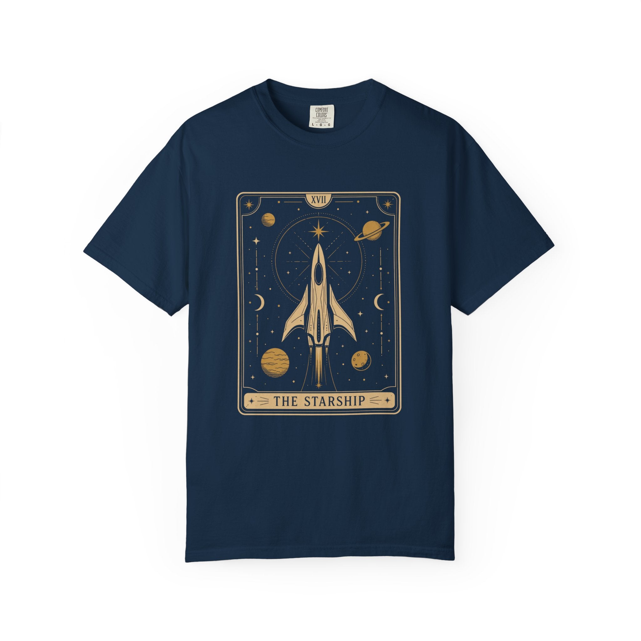 Starship Tarot Graphic T-Shirt — "The Starship" Vintage Space Tee - Mutantur Labs LLC