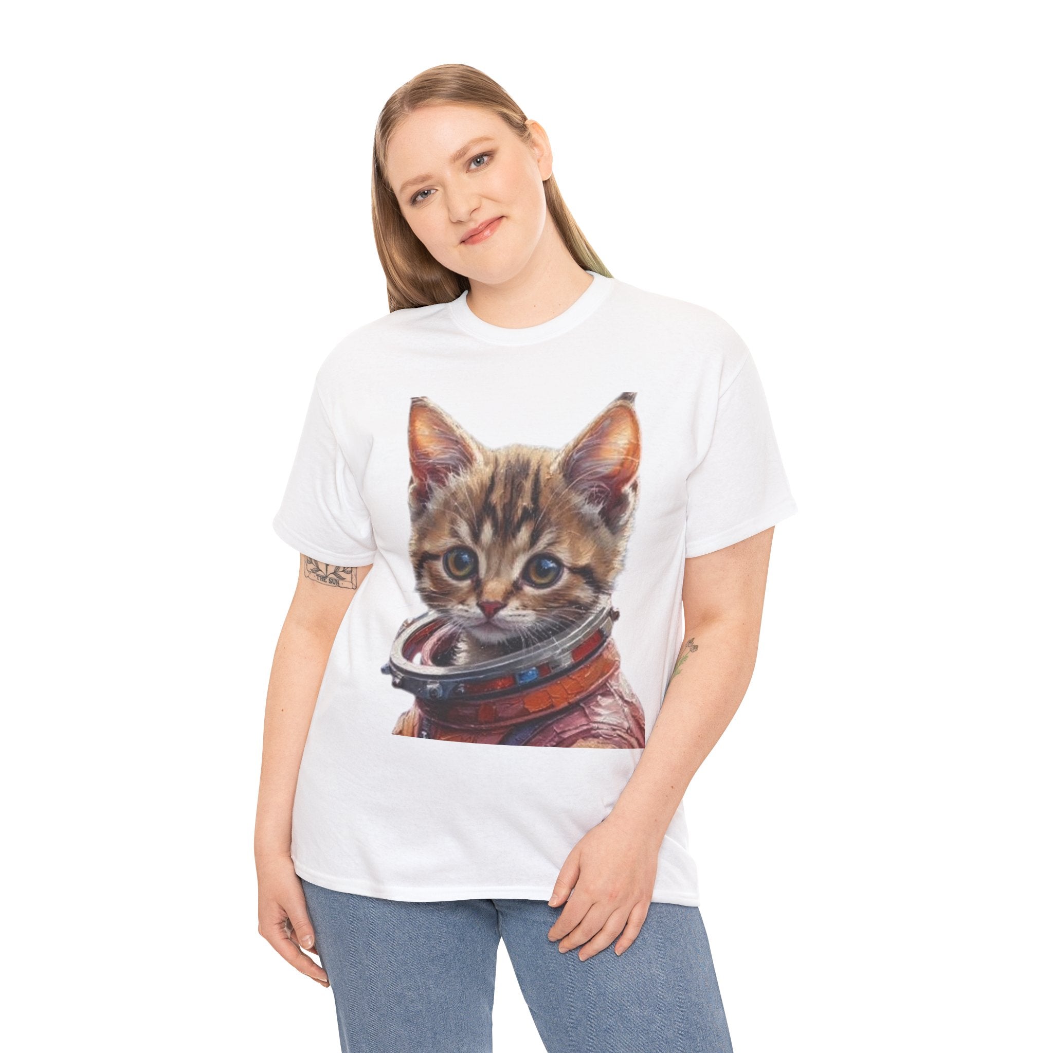 Astronaut Kitty Unisex Heavy Cotton Tee - Mutantur Labs LLC
