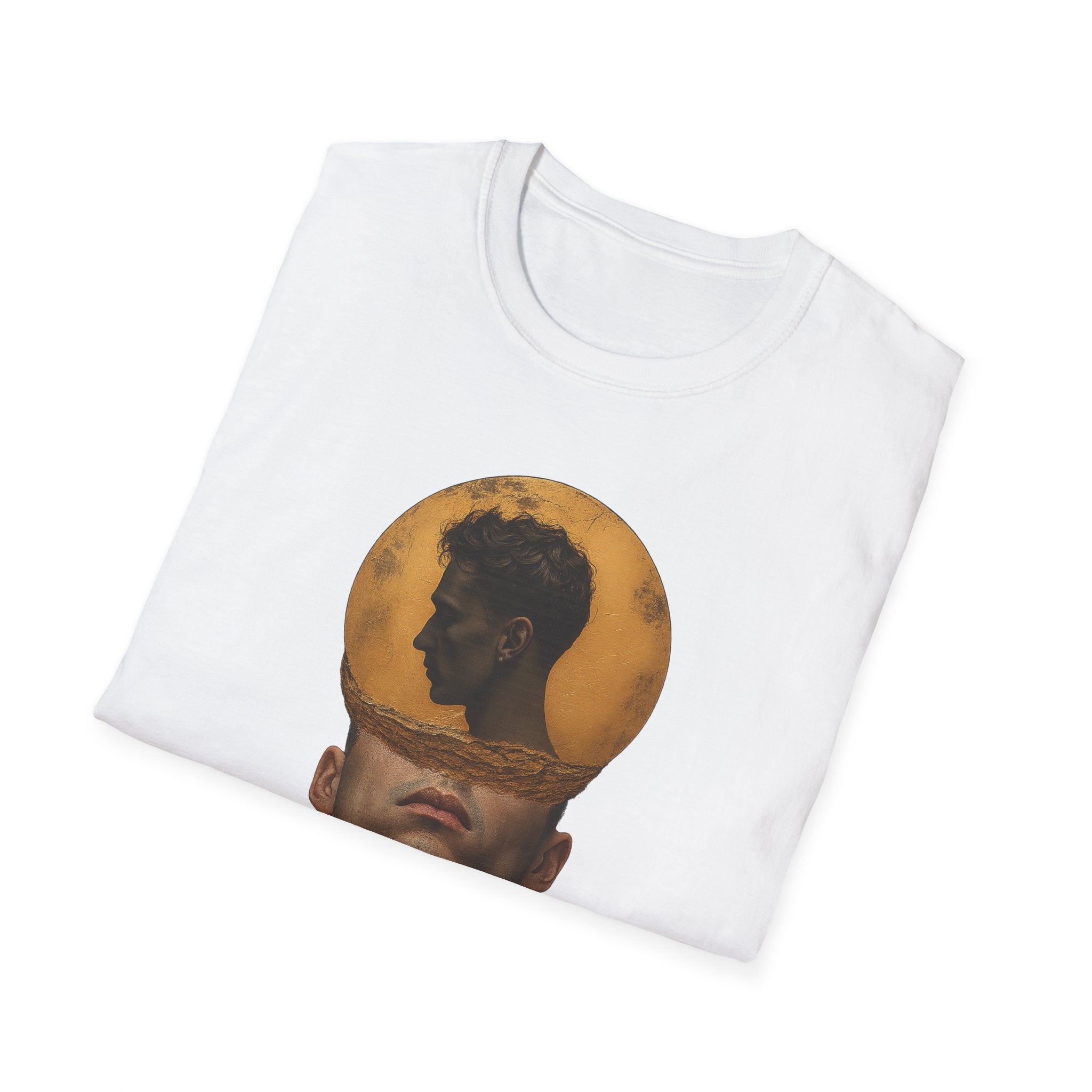 Surreal Double Portrait T-Shirt | Abstract Head Silhouette, Moon Circle - Mutantur Labs LLC