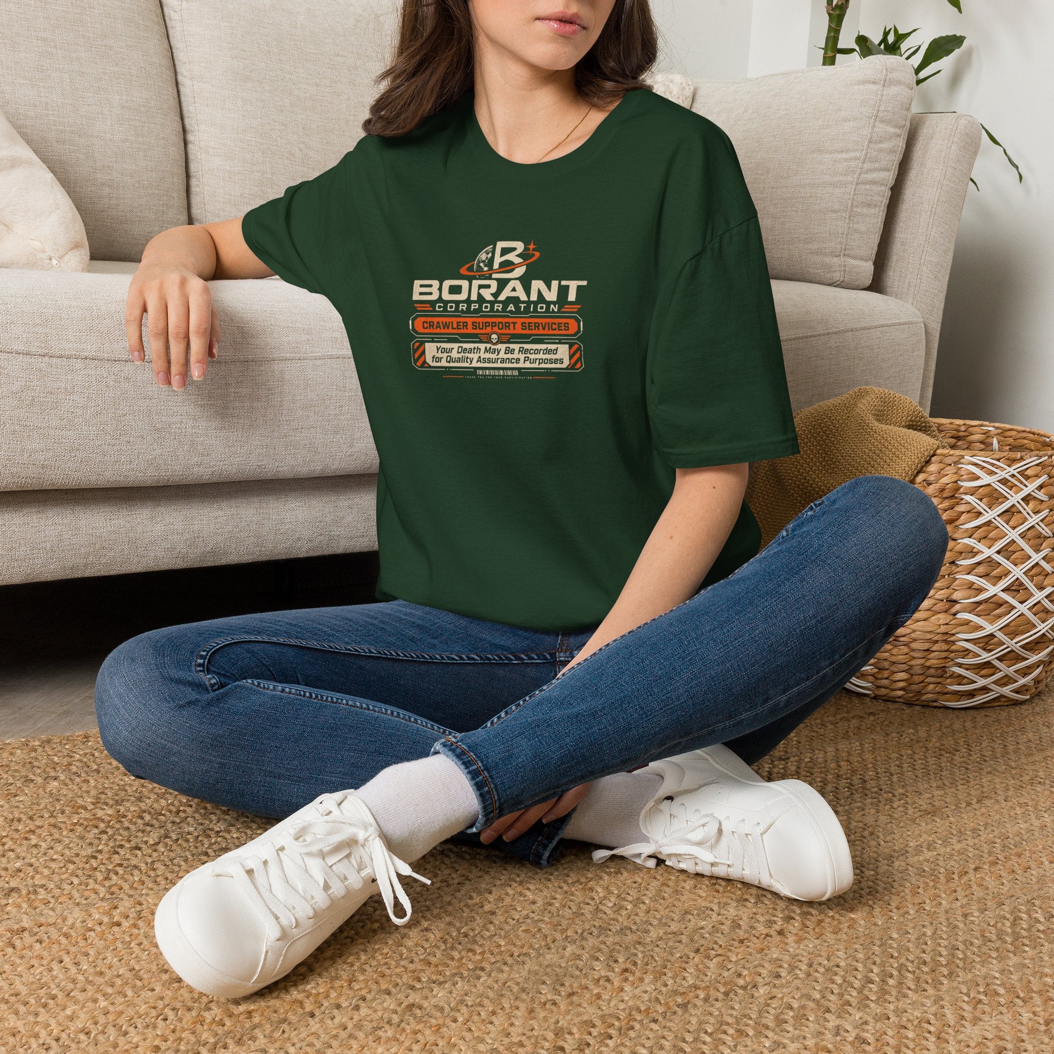 Borant Corporation Crawler Support Services T-Shirt — 'Your Death May Be Recorded' Retro Sci‑Fi Tee