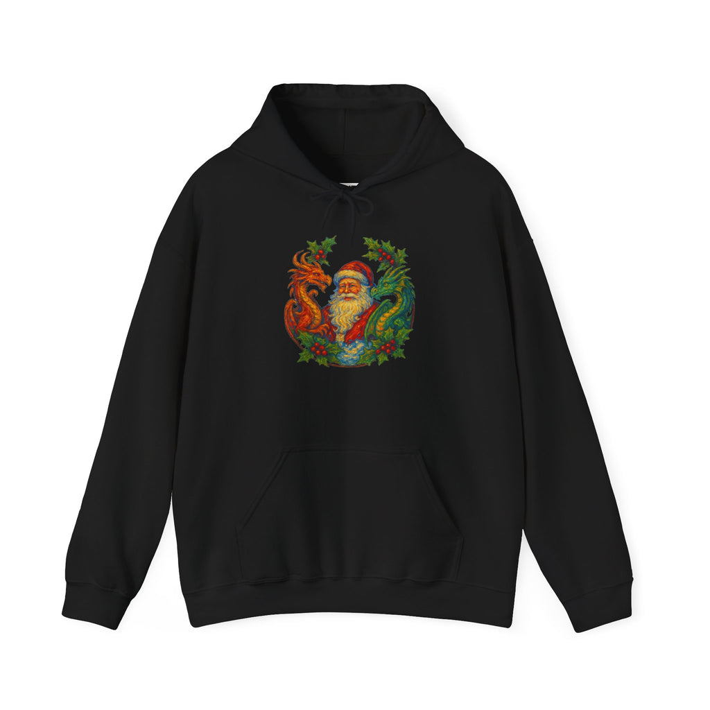 Vintage Santa Dragon Wreath Hoodie | Christmas Holiday Sweatshirt