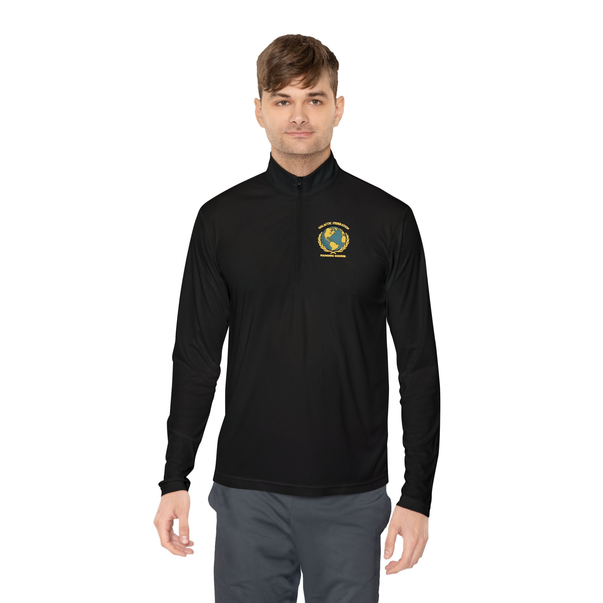 Galactic Federation Unisex Quarter-Zip Pullover - Comfortable, Stylish Outerwear for Outdoor Adventures - Mutantur Labs LLC