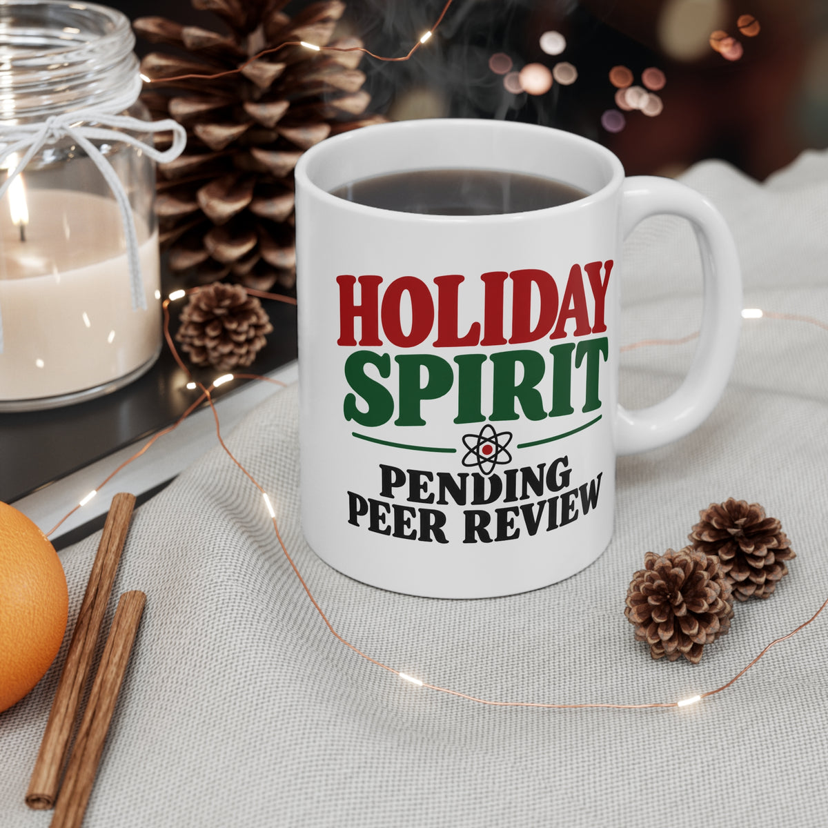 Holiday Spirit Pending Peer Review funny science holiday coffee mug product photo
