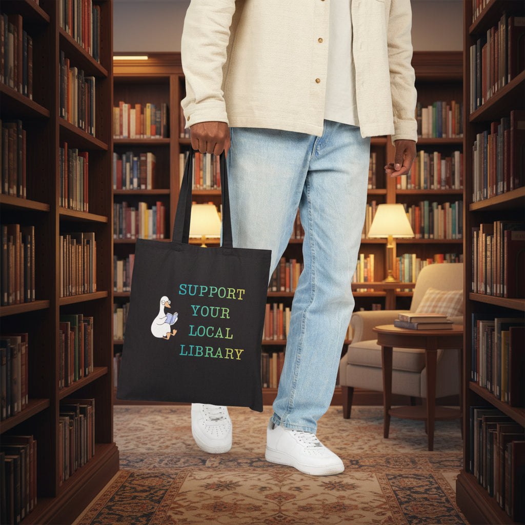 Support Your Local Library Canvas Book Tote Bag - Mutantur Labs LLC