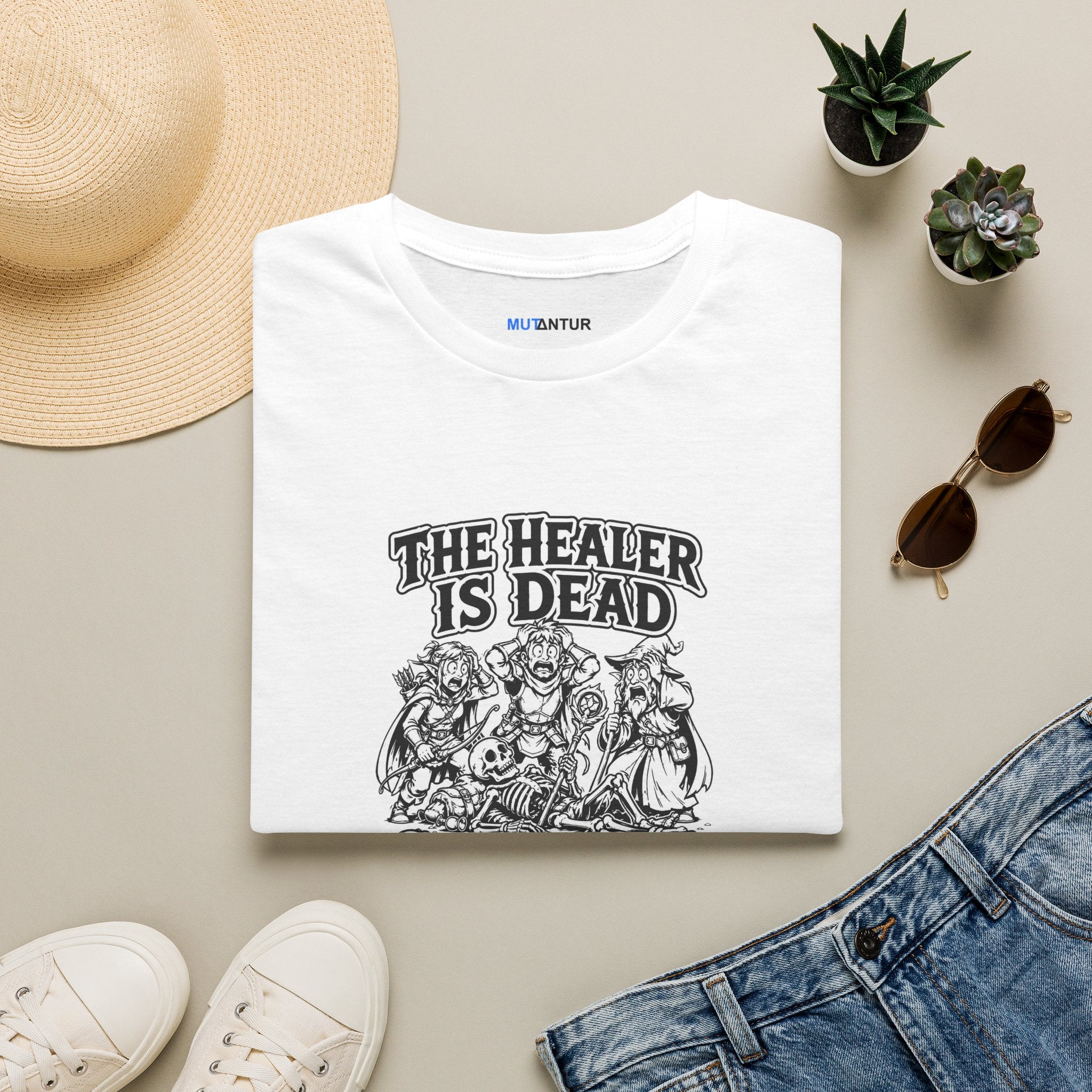 T-Shirt — "The Healer Is Dead" RPG Party Tee (Good Luck Everyone)