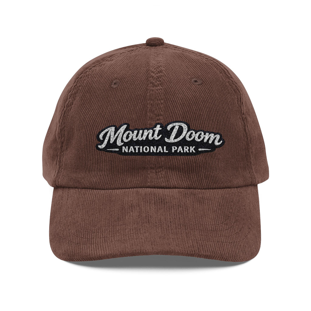 Mount Doom National Park Corduroy Cap — Vintage Embroidered Baseball Hat - Mutantur Labs LLC