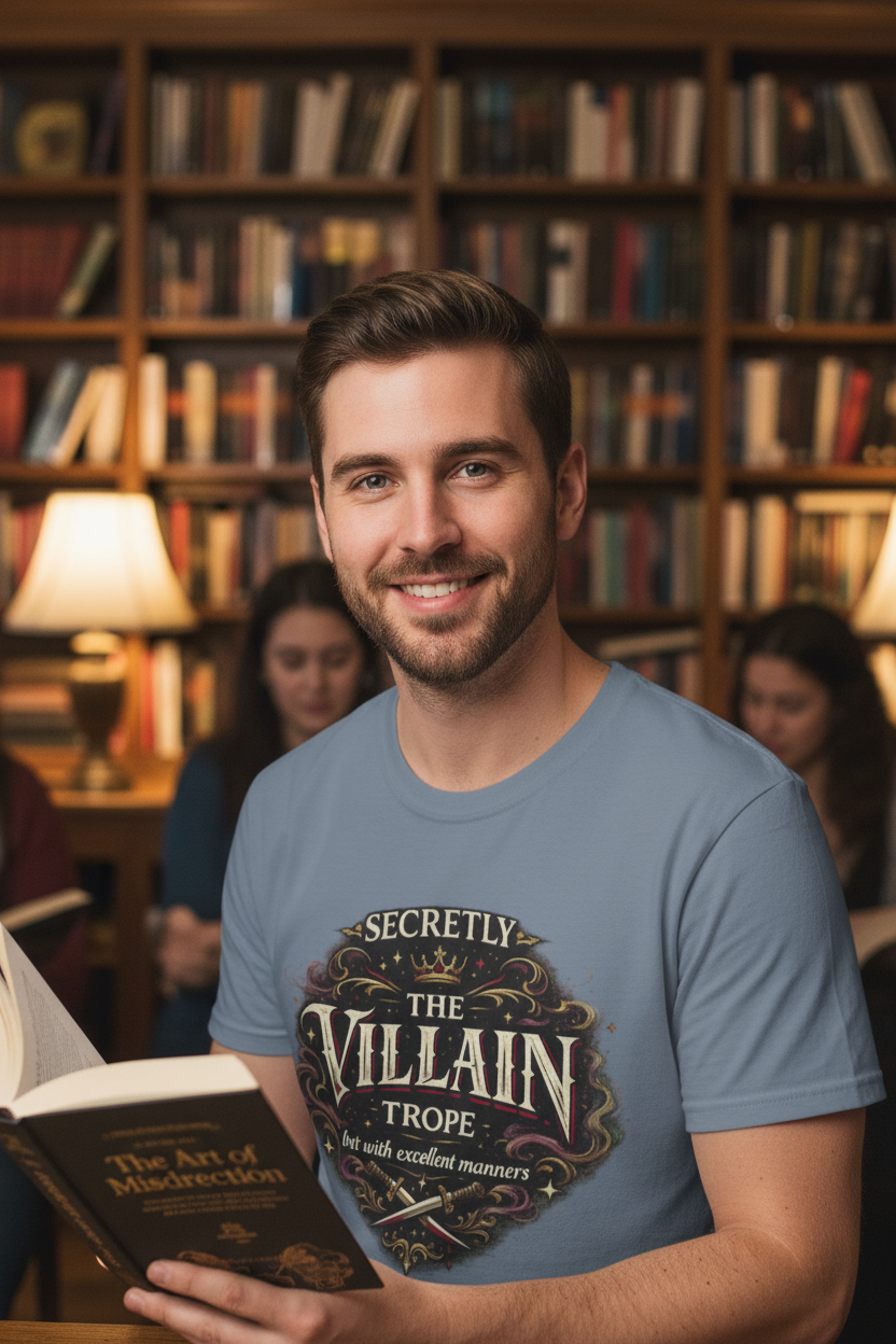 Villain Trope vintage fantasy Comfort Colors graphic tee, styled shot