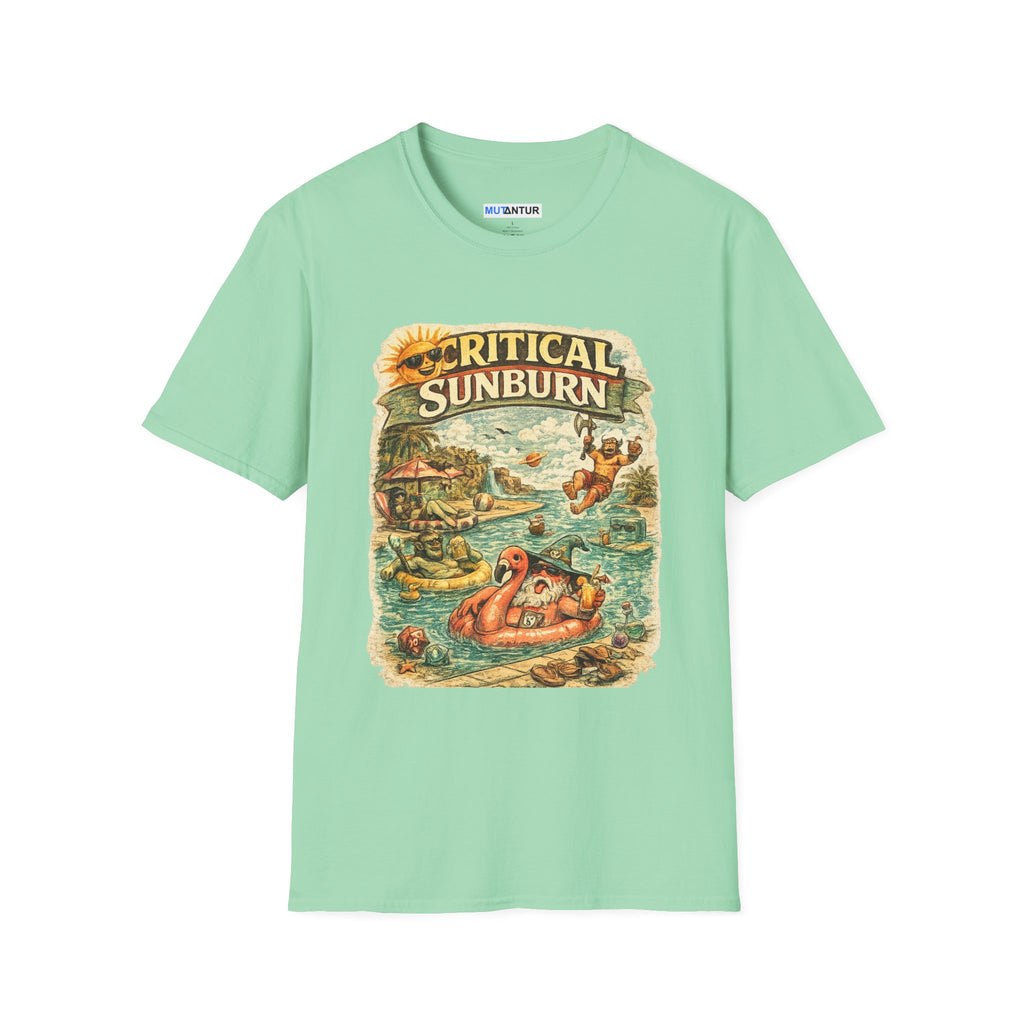 Critical Sunburn Beach T-Shirt – Retro Tropical Vacation Graphic Tee - Mutantur Labs LLC