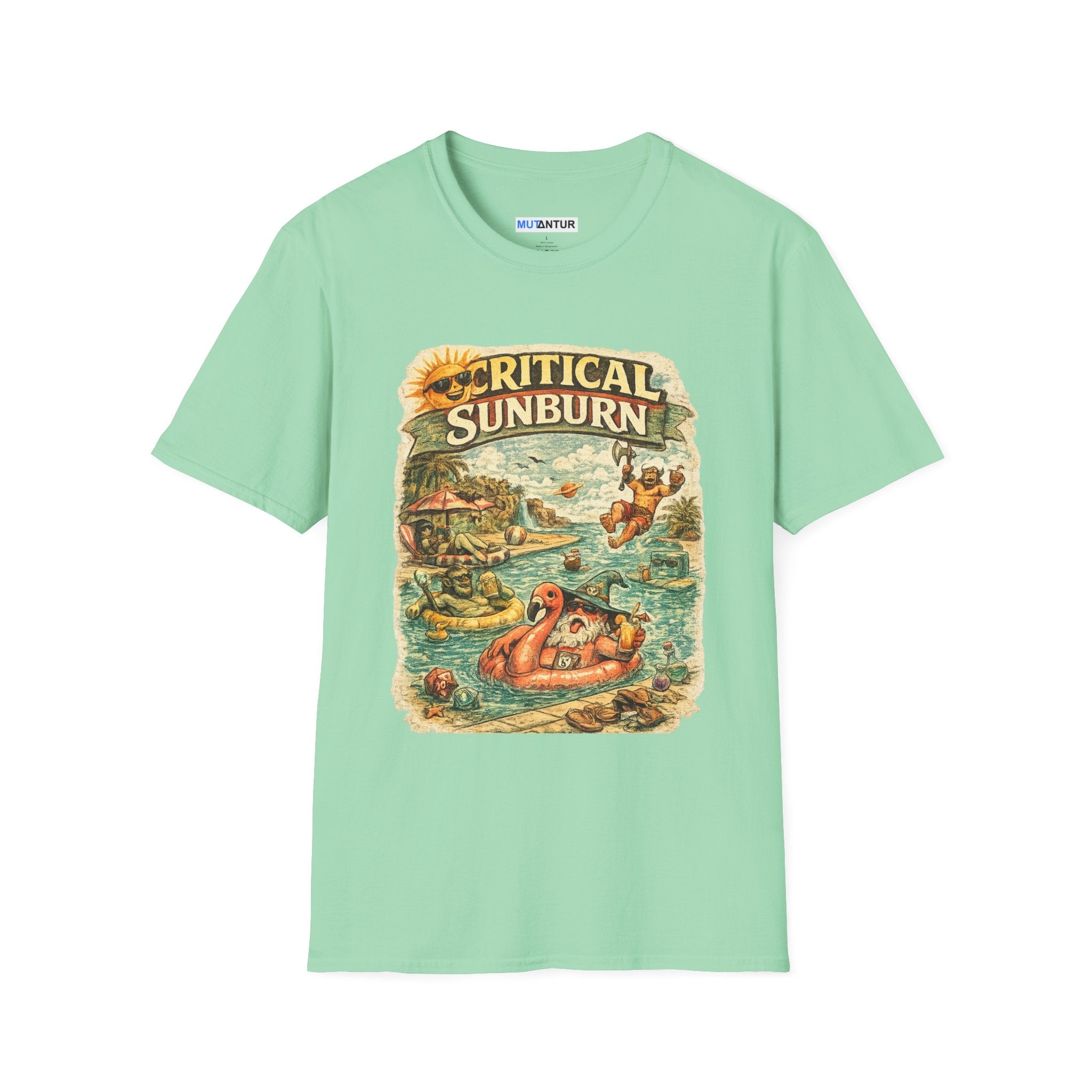 Critical Sunburn Beach T-Shirt – Retro Tropical Vacation Graphic Tee - Mutantur Labs LLC