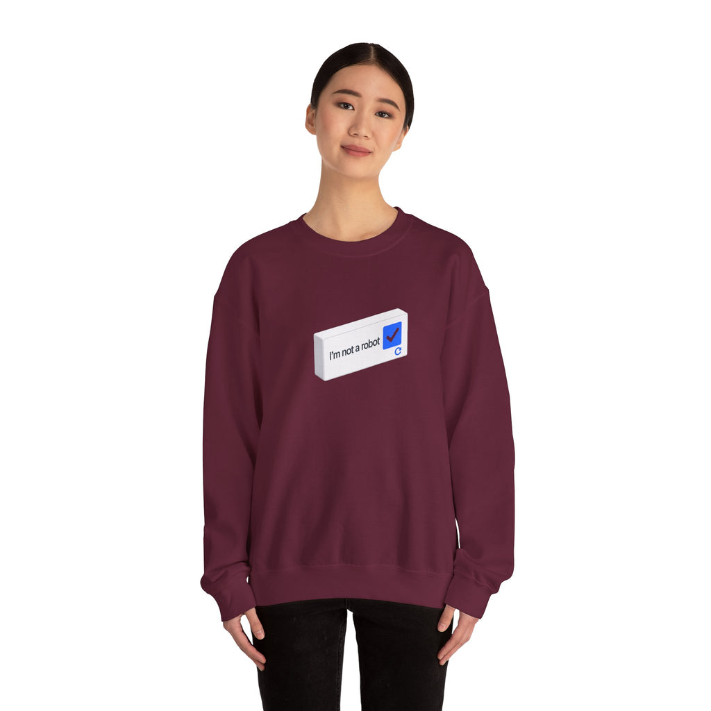 I'm Not a Robot checkbox graphic Sweatshirt | CAPTCHA humor - Mutantur Labs LLC