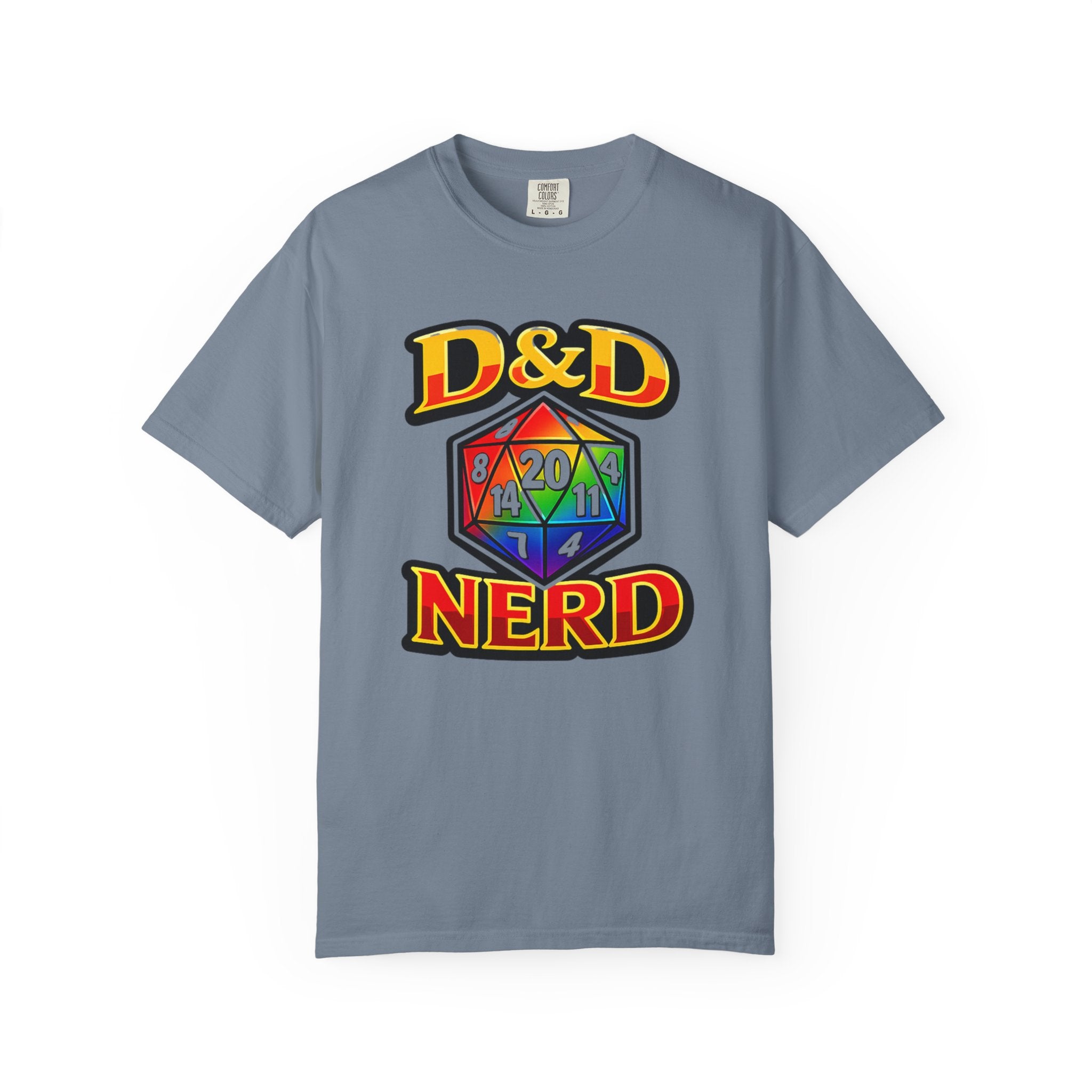 Rainbow D20 Gamer T-Shirt — Nerdy Tabletop RPG Comfort Colors Tee - Mutantur Labs LLC