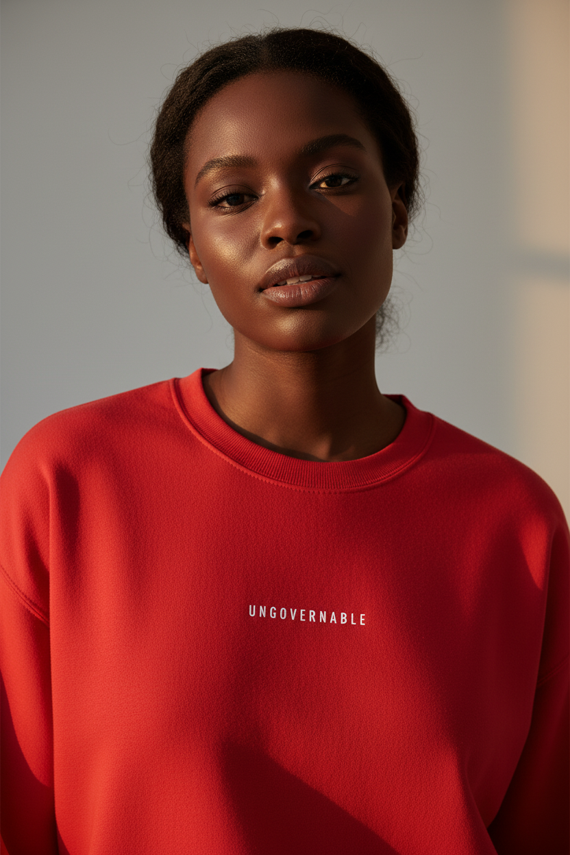 Ungovernable Embroidered Minimal Crewneck Sweatshirt — Statement Pullover - Mutantur Labs LLC
