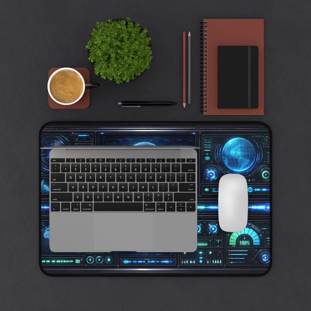 Galactic HUD Desk Mat — Sci‑Fi Space Control Station Mousepad - Mutantur Labs LLC