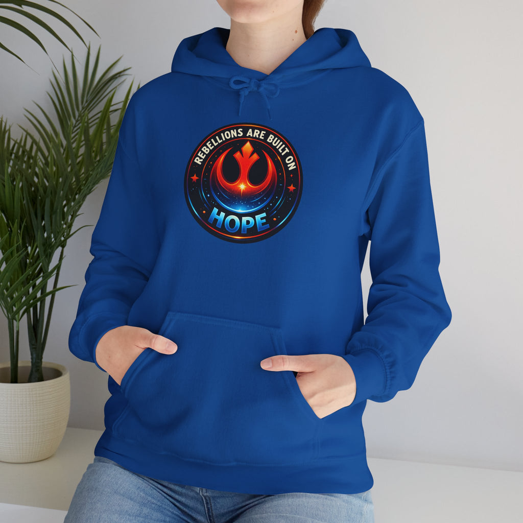 Rebellions are Built on Hope Rebel Emblem Hoodie - Mutantur Labs LLC