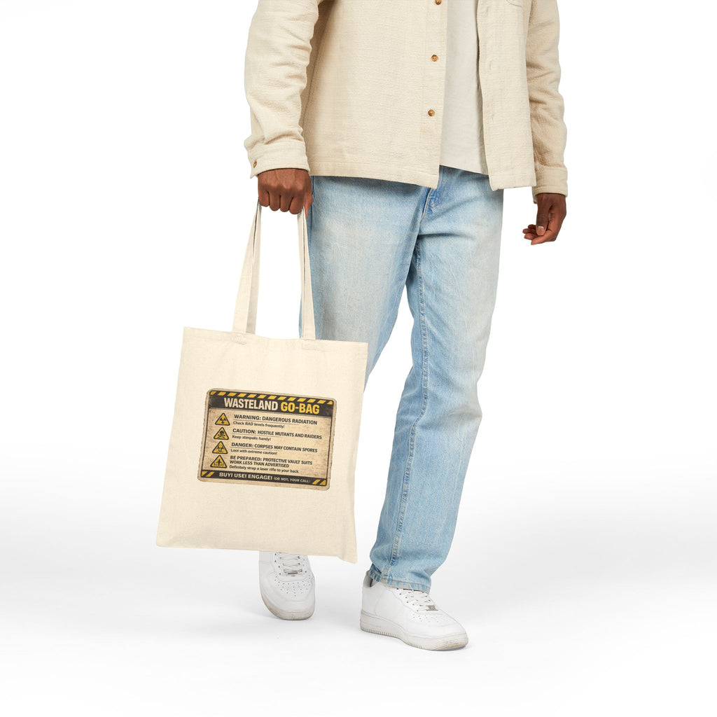 Wasteland Go-Bag Canvas Tote — Post-Apocalyptic Survival Warning Print - Mutantur Labs LLC