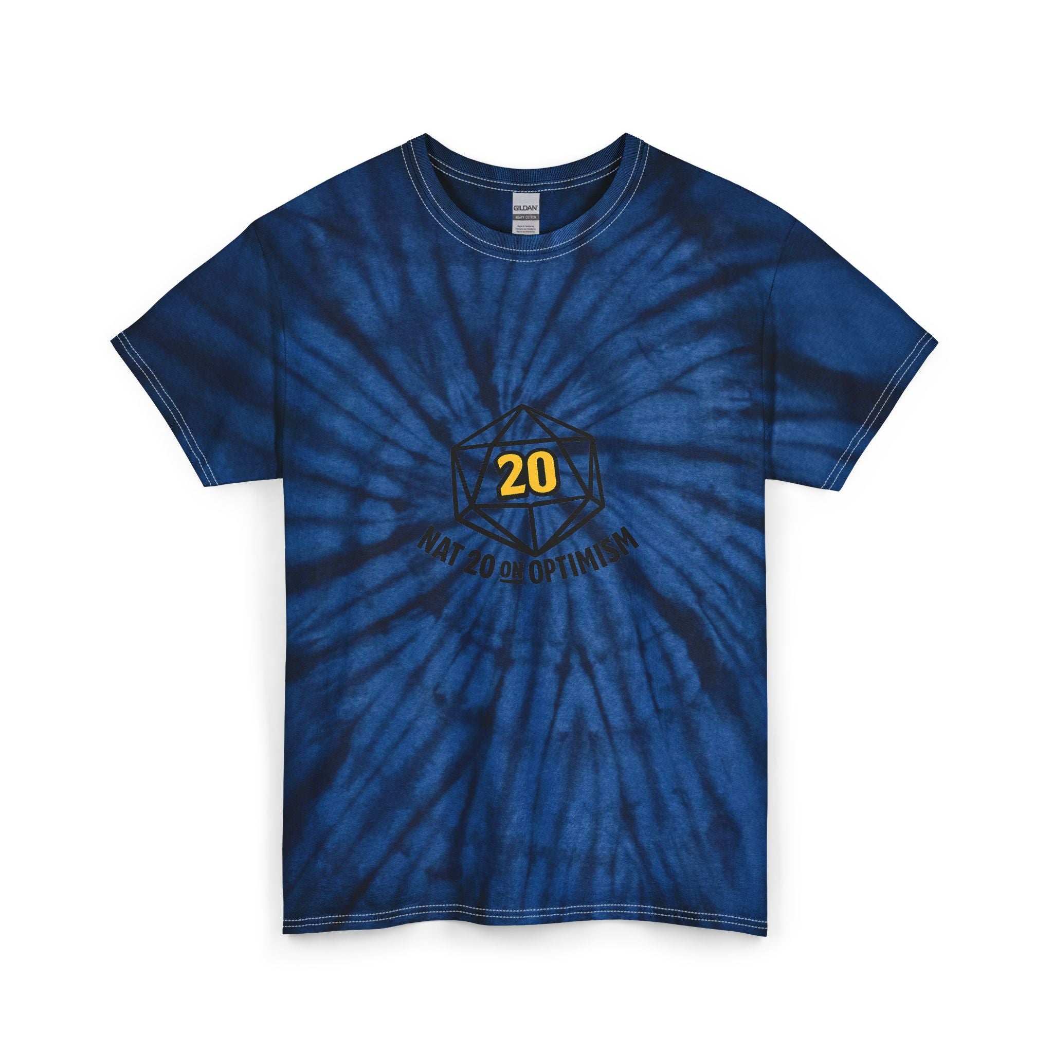 Tie-Dye Tee — D20 "Nat 20 on Optimism" Gaming T-Shirt