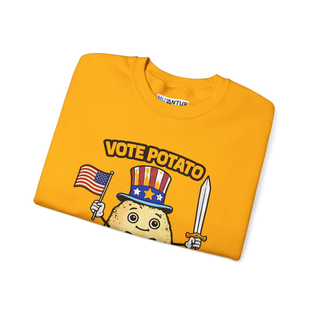 Vote Potato cartoon politician Crewneck Sweatshirt | Change From The Ground Up - Mutantur Labs LLC