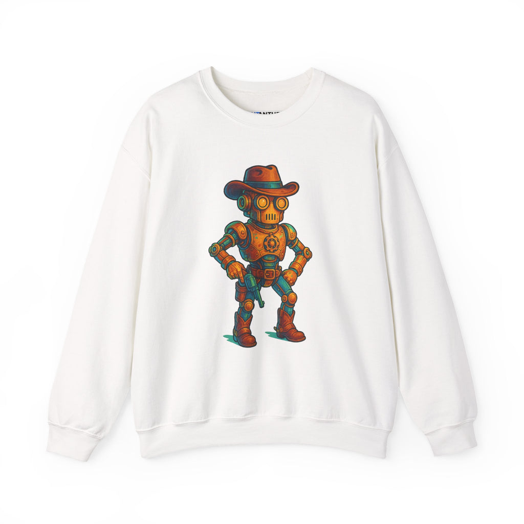 Steampunk Cowboy Robot Sweatshirt | Retro Western Graphic Crewneck - Mutantur Labs LLC