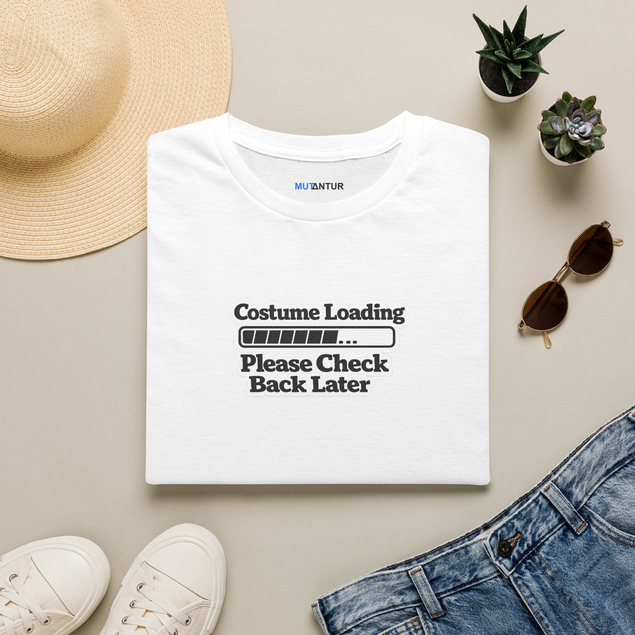 Costume Loading T-Shirt — "Please Check Back Later" Graphic Tee