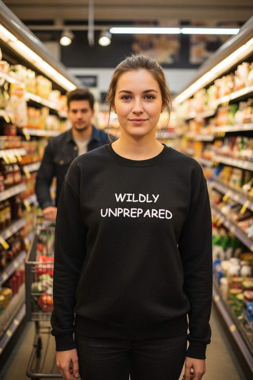 Wildly Unprepared Funny Crewneck Sweatshirt | Cozy Sarcastic Graphic Pullover
