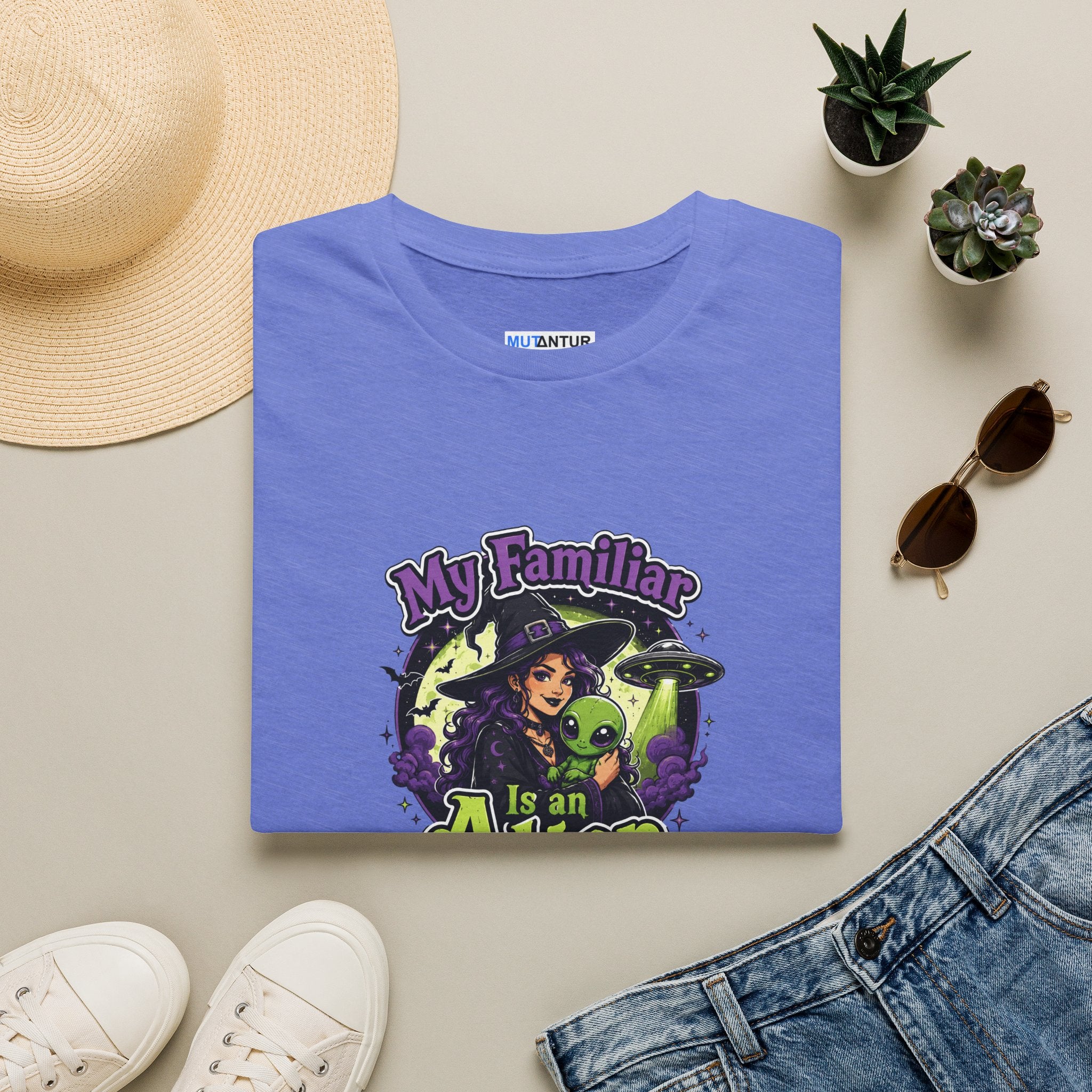 My Familiar Is an Alien T-Shirt — Witch & Cute Alien Graphic Tee
