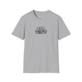 A grey short-sleeve crewneck t-shirt with a black graphic on the chest that reads '404 MOTIVATION NOT FOUND'.