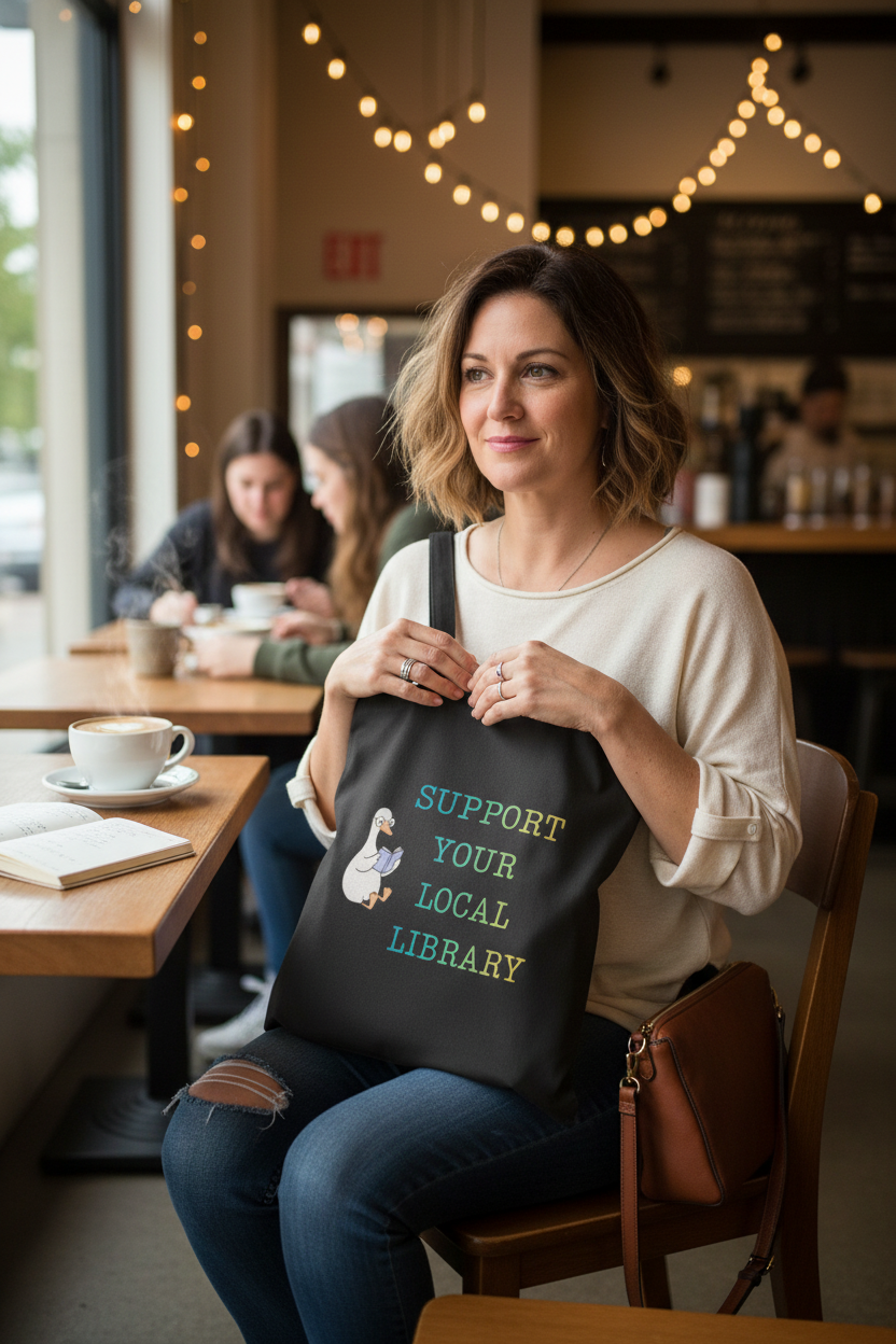 Support Your Local Library Canvas Book Tote Bag - Mutantur Labs LLC