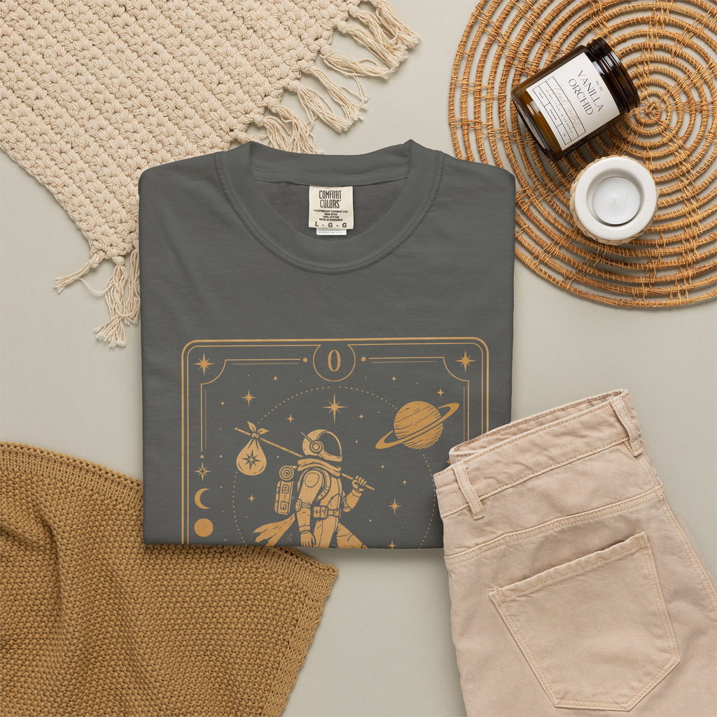 The Fool Tarot Card T-Shirt — Celestial Astronaut Comfort Colors Tee