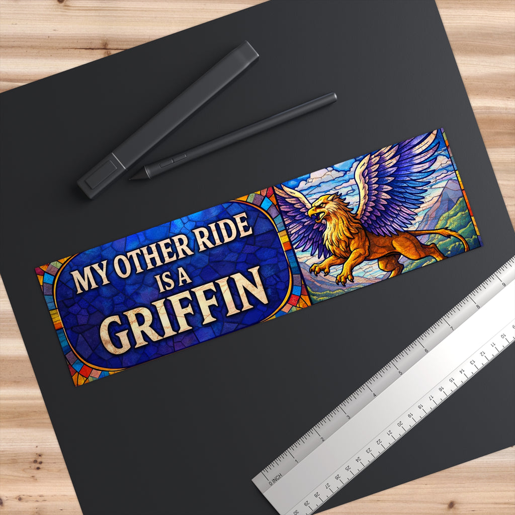 Griffin Bumper Sticker — "My Other Ride Is A Griffin" Decorative Vinyl Decal - Mutantur Labs LLC