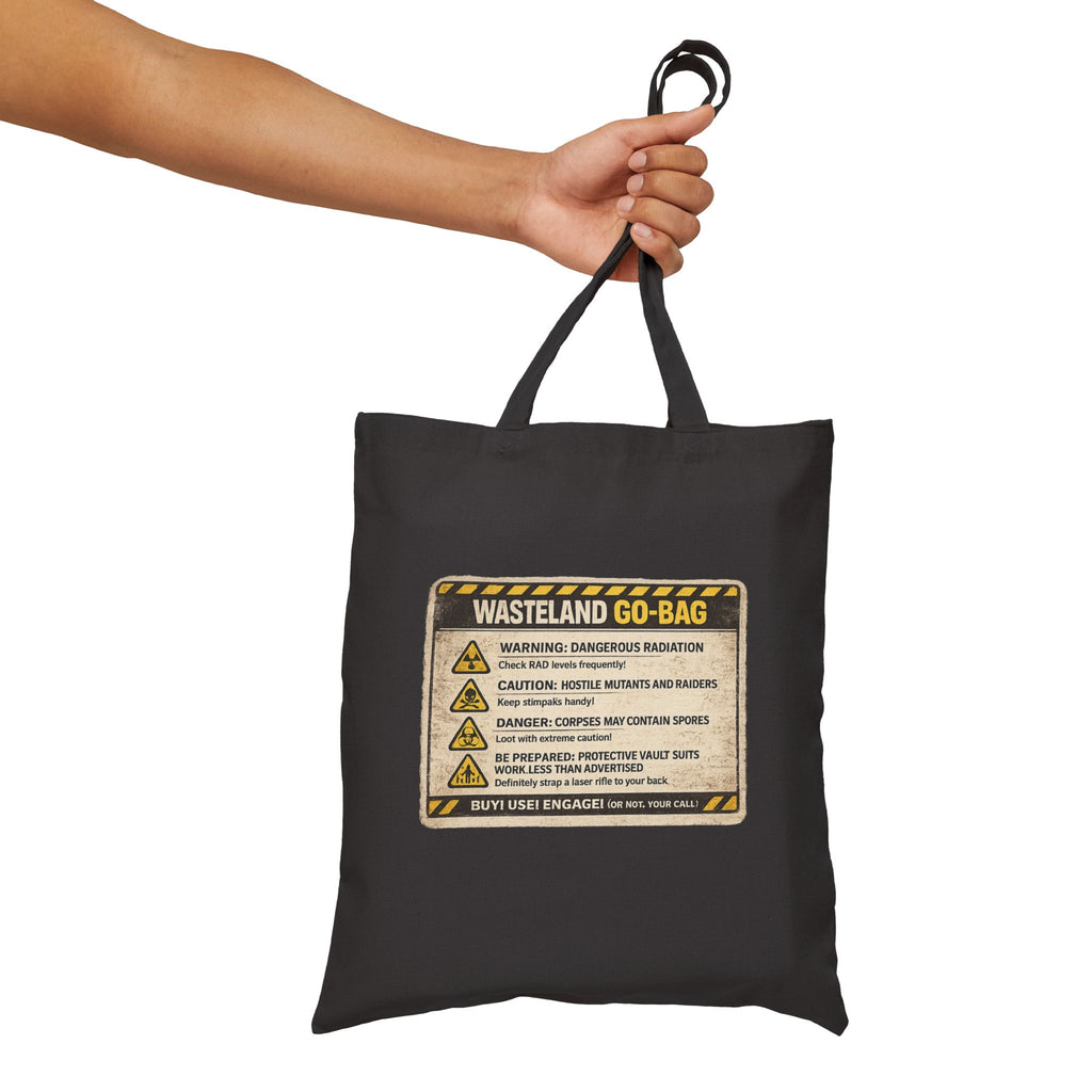 Wasteland Go-Bag Canvas Tote — Post-Apocalyptic Survival Warning Print - Mutantur Labs LLC