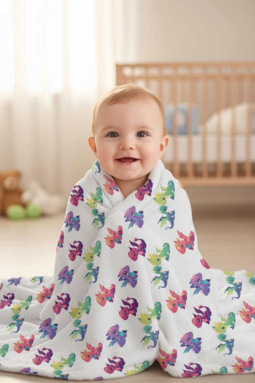 Rainbow Dragon Minky Blanket — Soft Plush Throw for Kids & Nursery - Mutantur Labs LLC