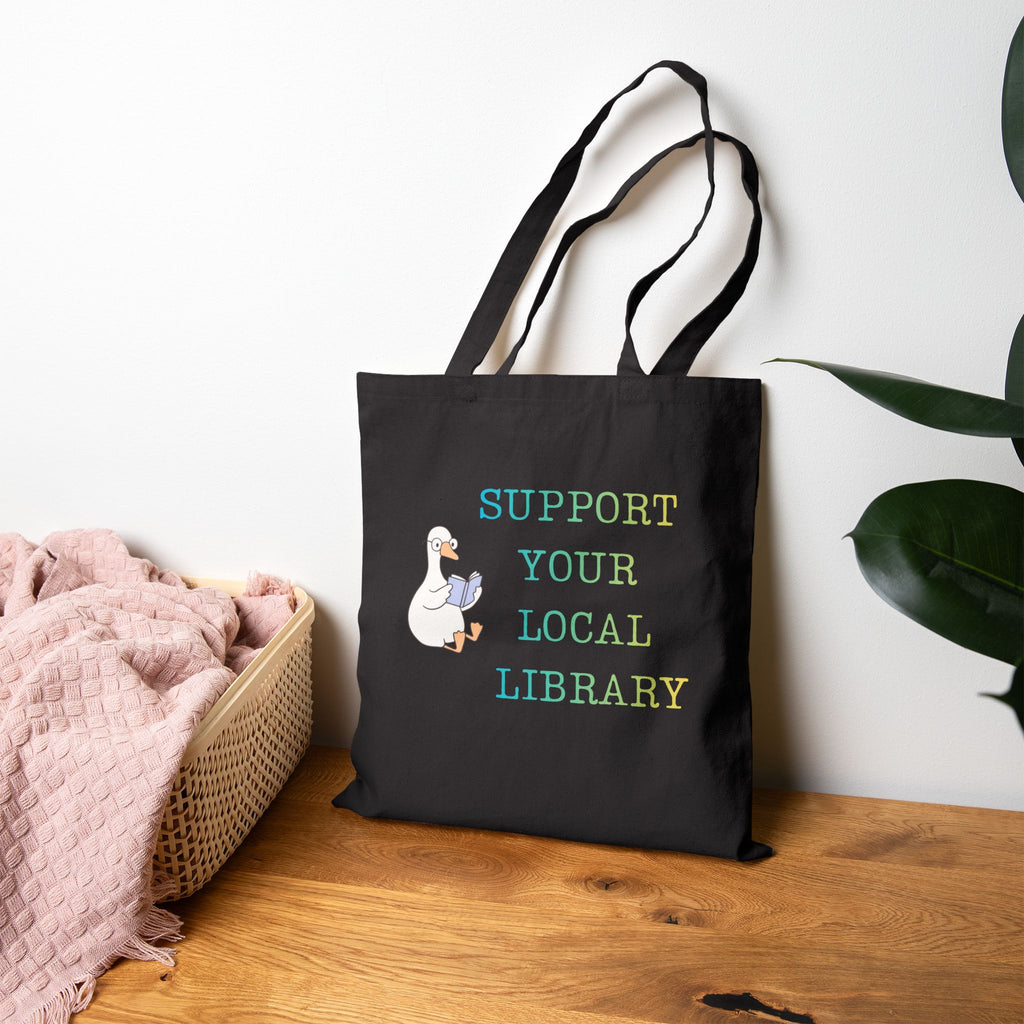 Support Your Local Library Canvas Book Tote Bag - Mutantur Labs LLC